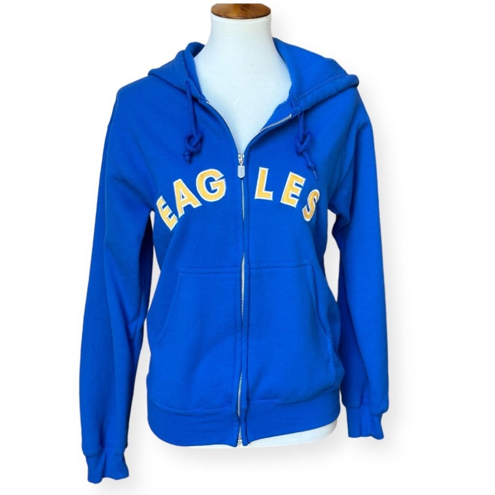 EAGLE Unisex Small Blue Zip Sweatshirt Hoodie